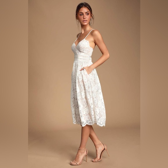 Lulus Treasure Me White Lace Midi Dress - Picture 3 of 9